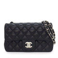 Chanel Shoulder Bag Quilted 20 Mini Classic Black Lambskin Silver