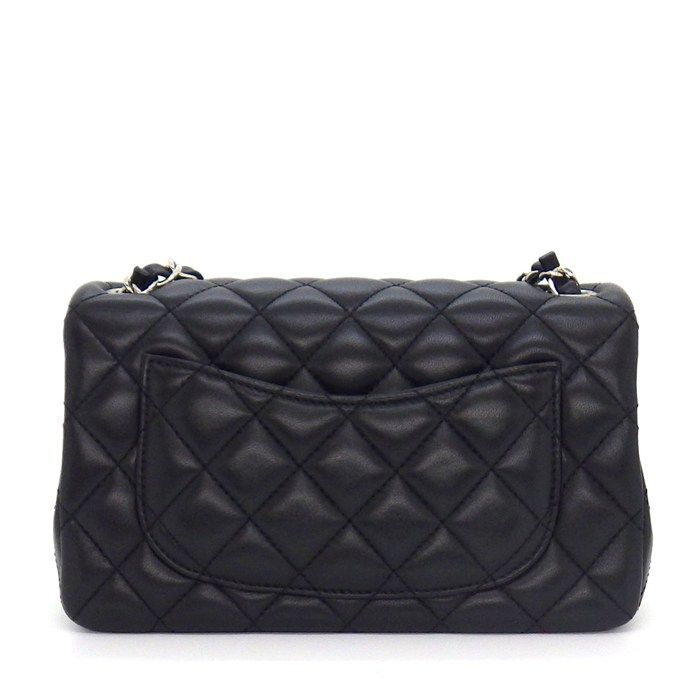 Chanel Shoulder Bag Quilted 20 Mini Classic Black Lambskin Silver — view 2