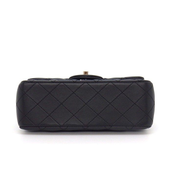 Chanel Shoulder Bag Quilted 20 Mini Classic Black Lambskin Silver — view 4
