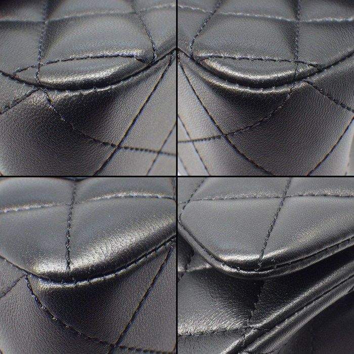 Chanel Shoulder Bag Quilted 20 Mini Classic Black Lambskin Silver — view 8