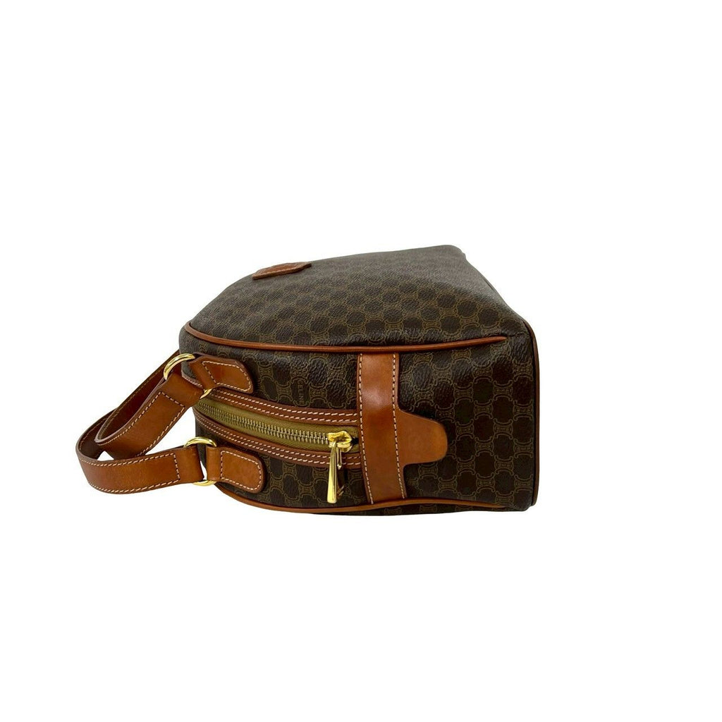 Celine Vintage Macadam Blason Triomphe Logo Leather Handbag Mini Tote Brown — view 5