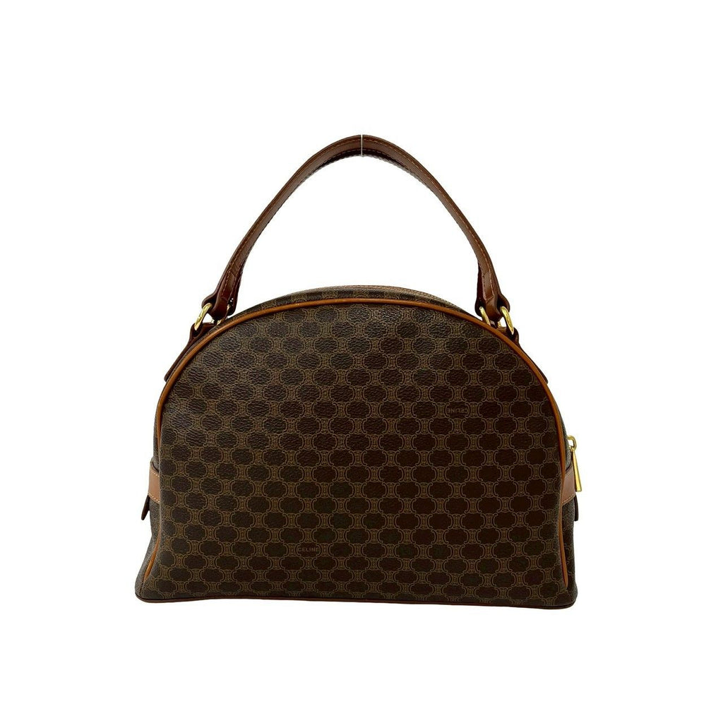 Celine Vintage Macadam Blason Triomphe Logo Leather Handbag Mini Tote Brown — view 3
