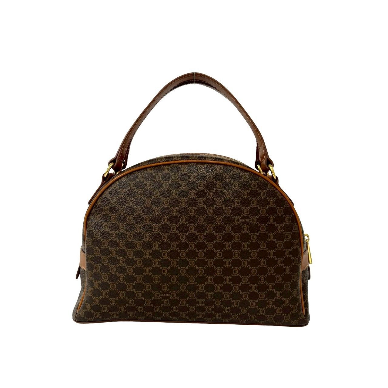 Celine Vintage Macadam Blason Triomphe Logo Leather Handbag Mini Tote Brown — view 3