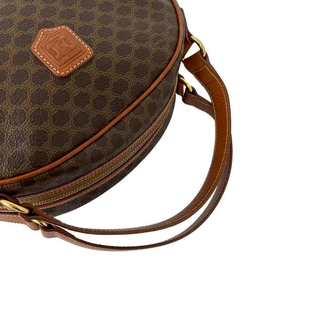 Celine Vintage Macadam Blason Triomphe Logo Leather Handbag Mini Tote Brown — view 4