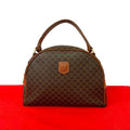 Celine Vintage Macadam Blason Triomphe Logo Leather Handbag Mini Tote Brown