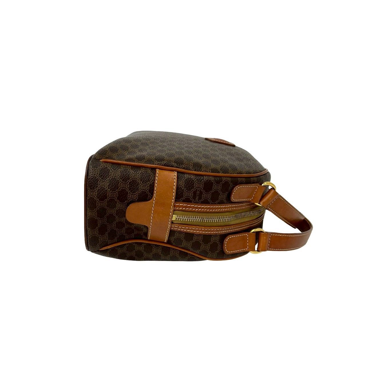 Celine Vintage Macadam Blason Triomphe Logo Leather Handbag Mini Tote Brown — view 6