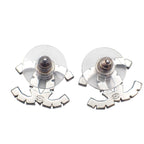 Chanel CC Logo Earrings 18 Metal Crystal Black Coco Silver Simple Rhinestone — view 8