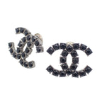 Chanel CC Logo Earrings 18 Metal Crystal Black Coco Silver Simple Rhinestone — view 5