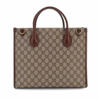 Gucci Interlocking Small 2-Way Tote Shoulder Bag GG Supreme Leather Beige — view 2