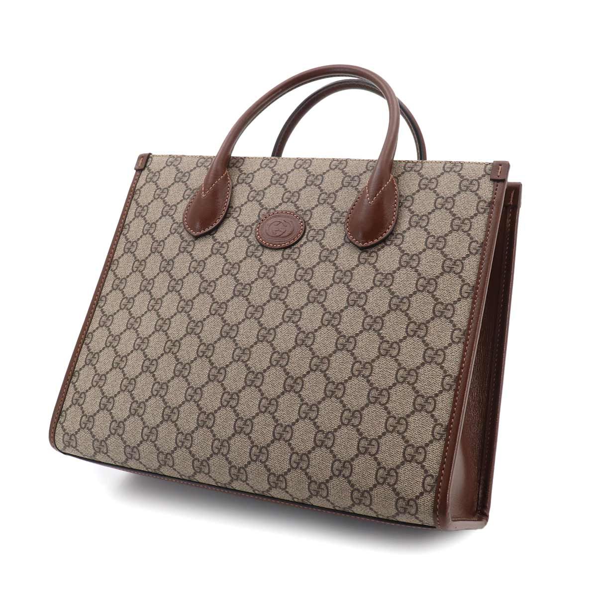 Gucci Interlocking Small 2-Way Tote Shoulder Bag GG Supreme Leather Beige — view 9