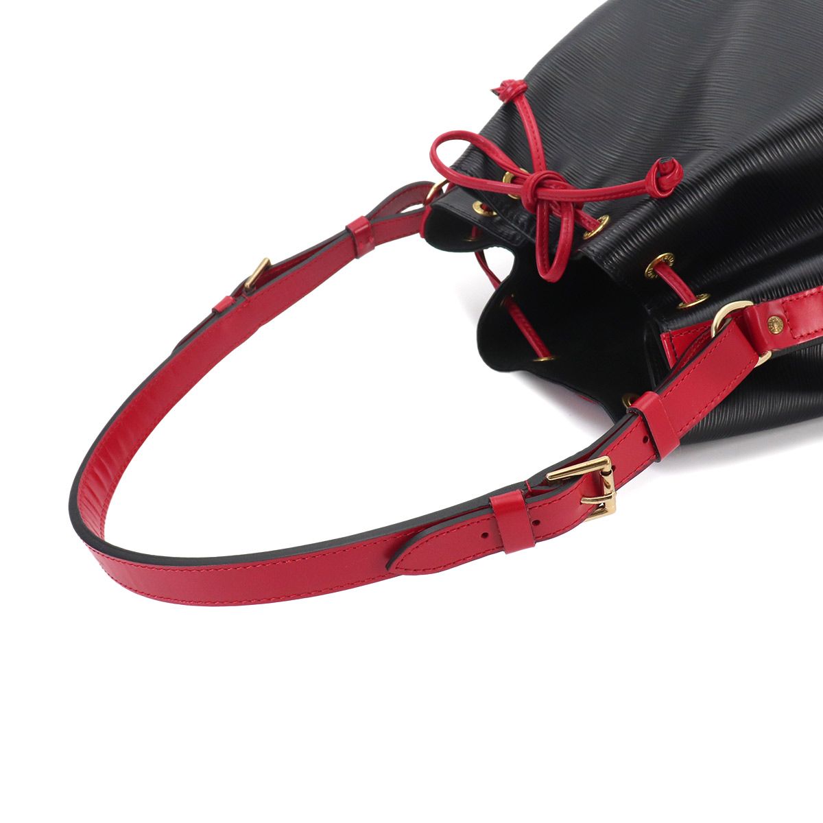 Louis Vuitton Epi Noe Shoulder Bag Leather Noir Castilian Red Gold — view 6