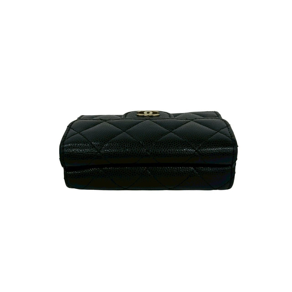 Chanel Box Card with Number 31 Quilted CC Logo Caviar Leather Trifold Wallet — view 3