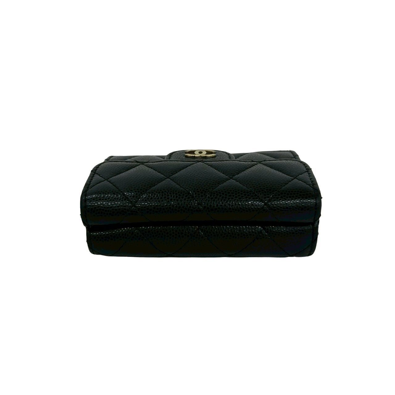 Chanel Box Card with Number 31 Quilted CC Logo Caviar Leather Trifold Wallet — view 3
