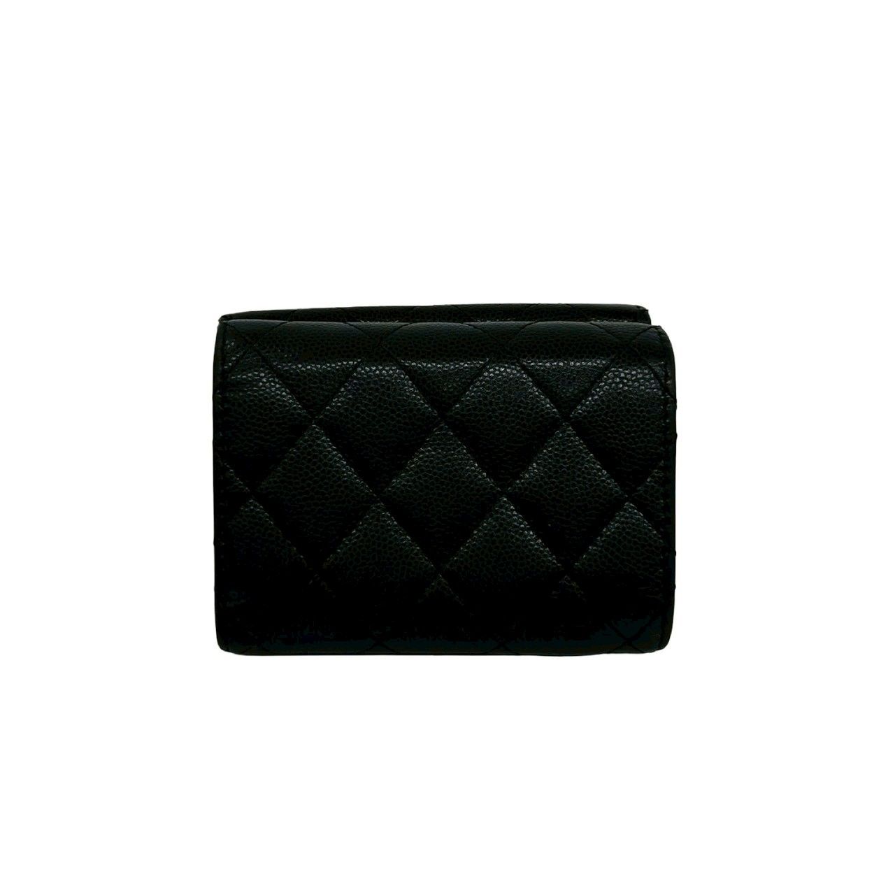 Chanel Box Card with Number 31 Quilted CC Logo Caviar Leather Trifold Wallet — view 2