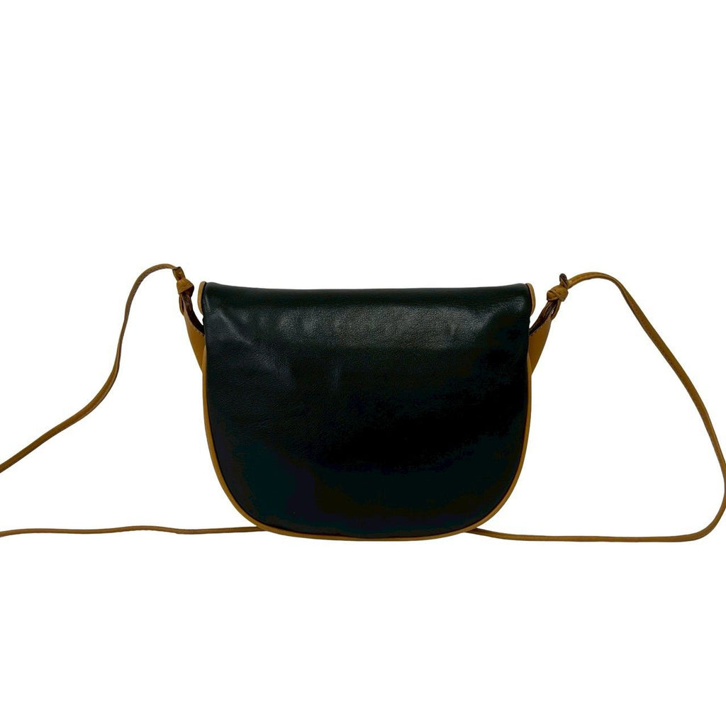 Celine Vintage Triomphe Logo Leather Shoulder Bag Crossbody Pochette Black Brown — view 3