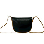 Celine Vintage Triomphe Logo Leather Shoulder Bag Crossbody Pochette Black Brown — view 3