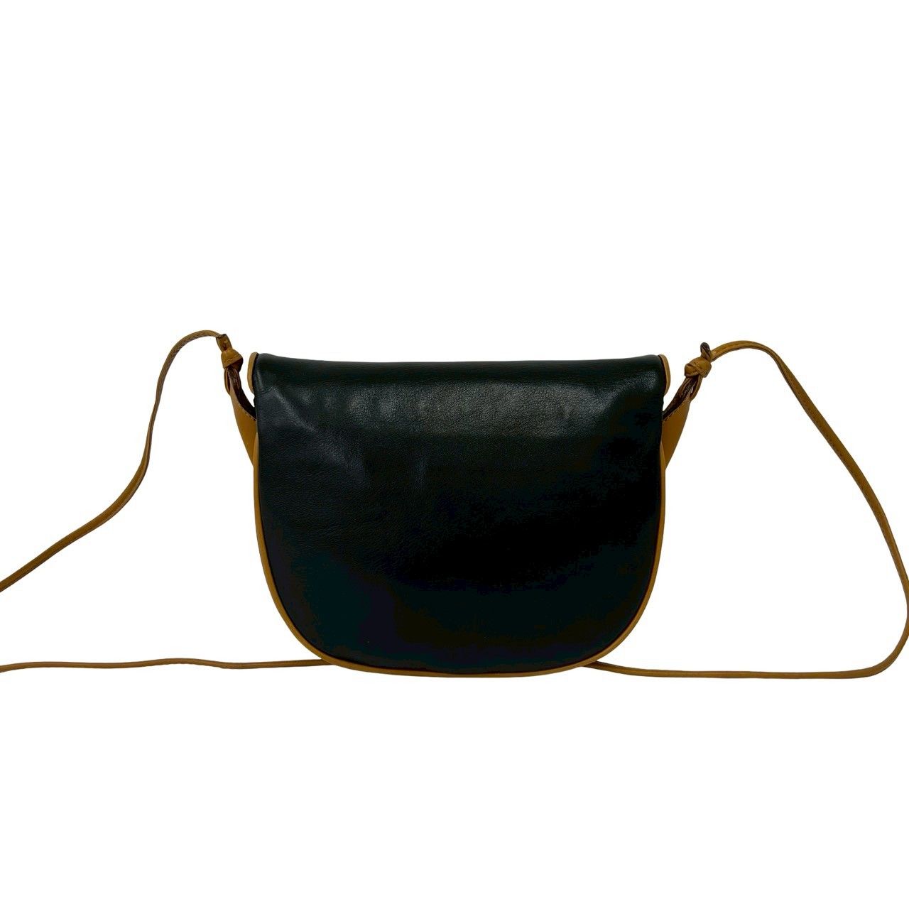 Celine Vintage Triomphe Logo Leather Shoulder Bag Crossbody Pochette Black Brown — view 3