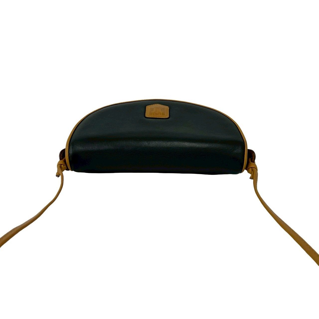 Celine Vintage Triomphe Logo Leather Shoulder Bag Crossbody Pochette Black Brown — view 4