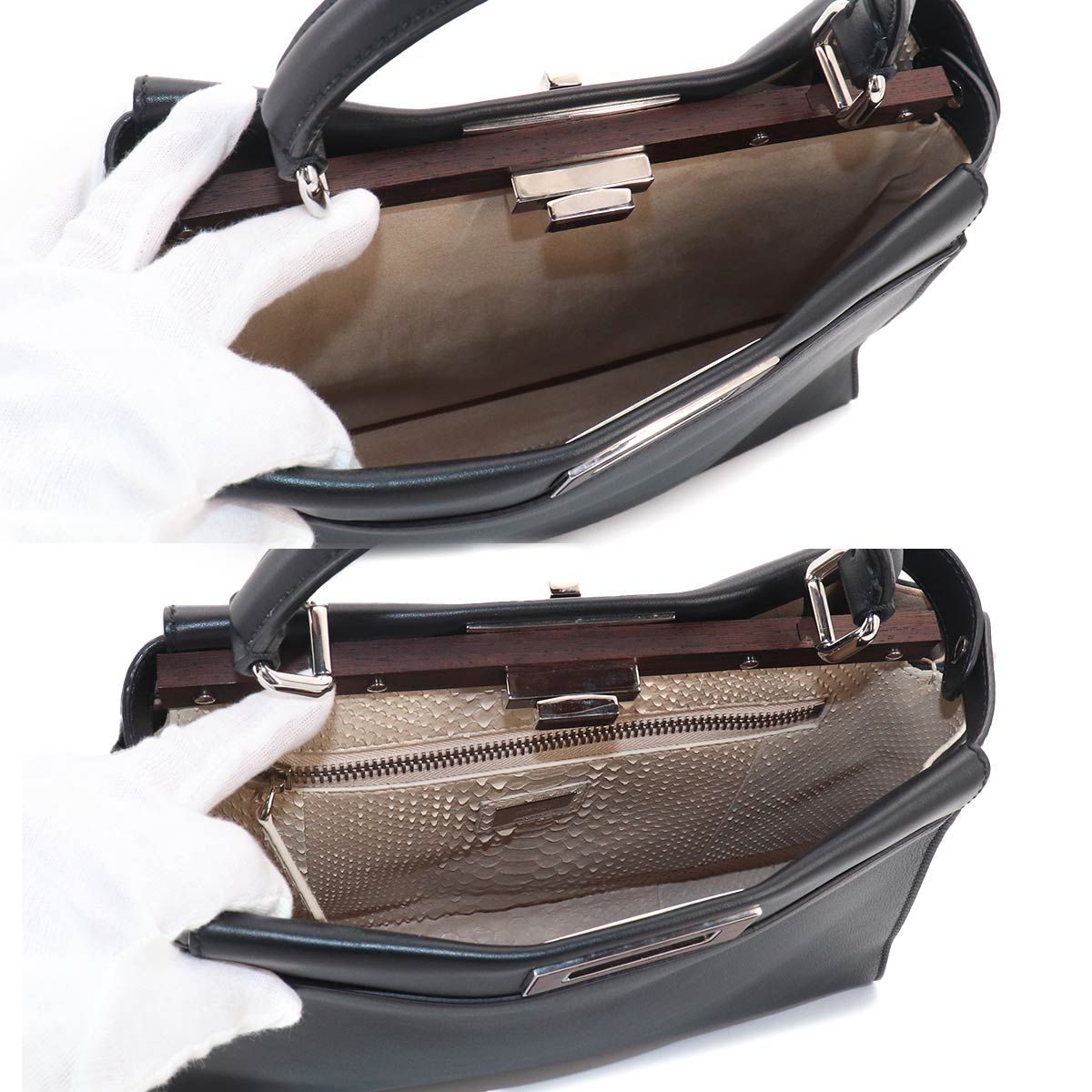 Fendi Peekaboo Shoulder Bag Leather Black Selleria — view 7