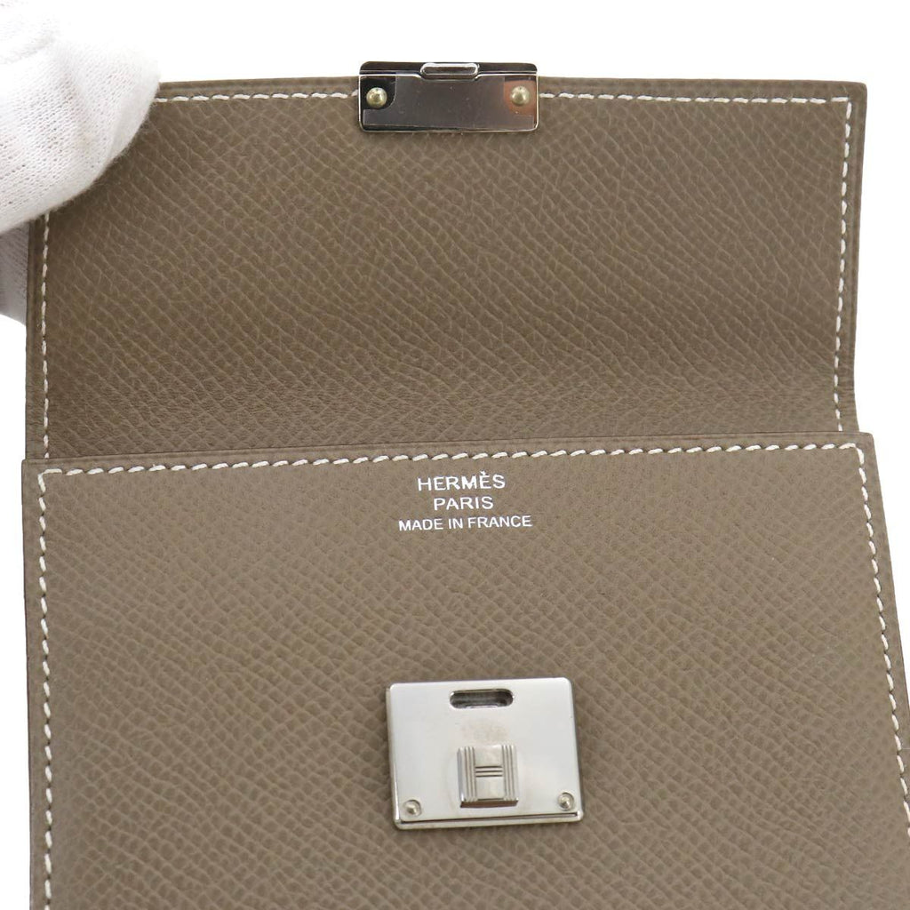 Hermes Clic Mini Card Case Epsom Etoupe Silver — view 7