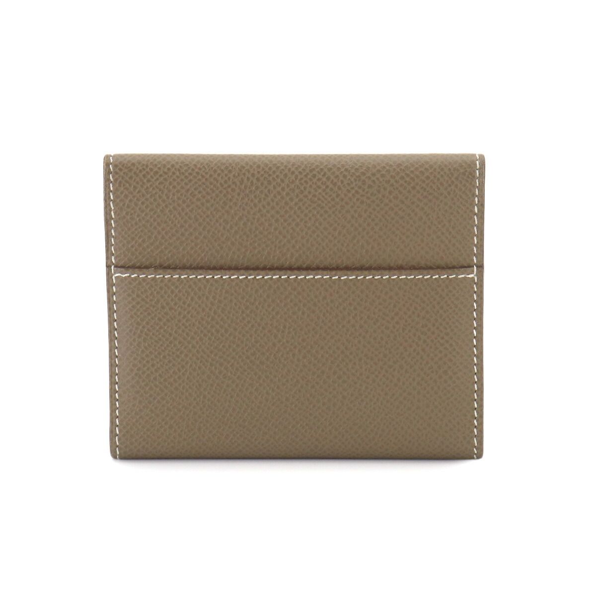 Hermes Clic Mini Card Case Epsom Etoupe Silver — view 3