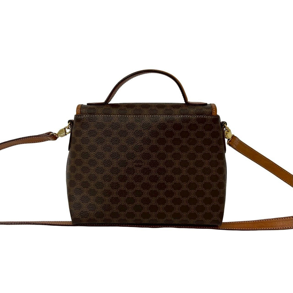 Celine Vintage Macadam Blason Triomphe Logo Ring Leather Mini Shoulder Bag Brown — view 3