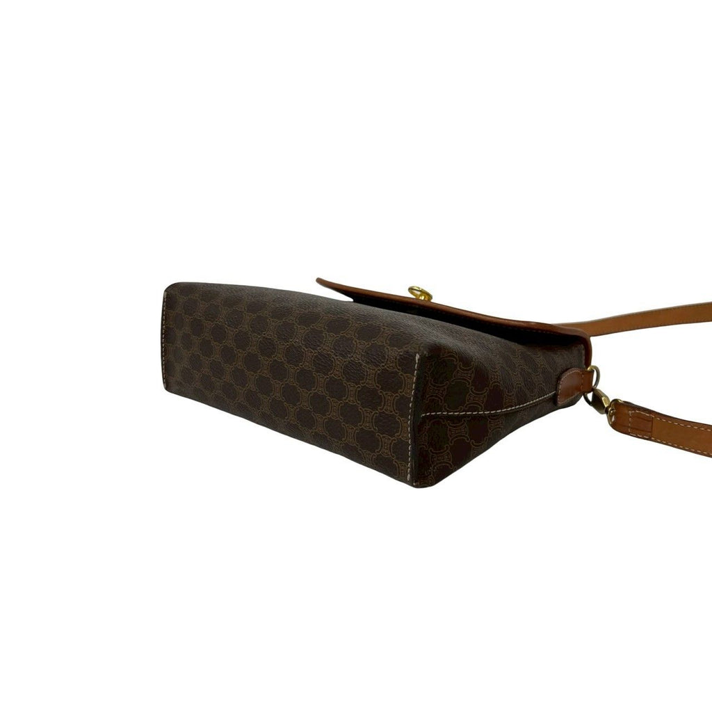 Celine Vintage Macadam Blason Triomphe Logo Ring Leather Mini Shoulder Bag Brown — view 8