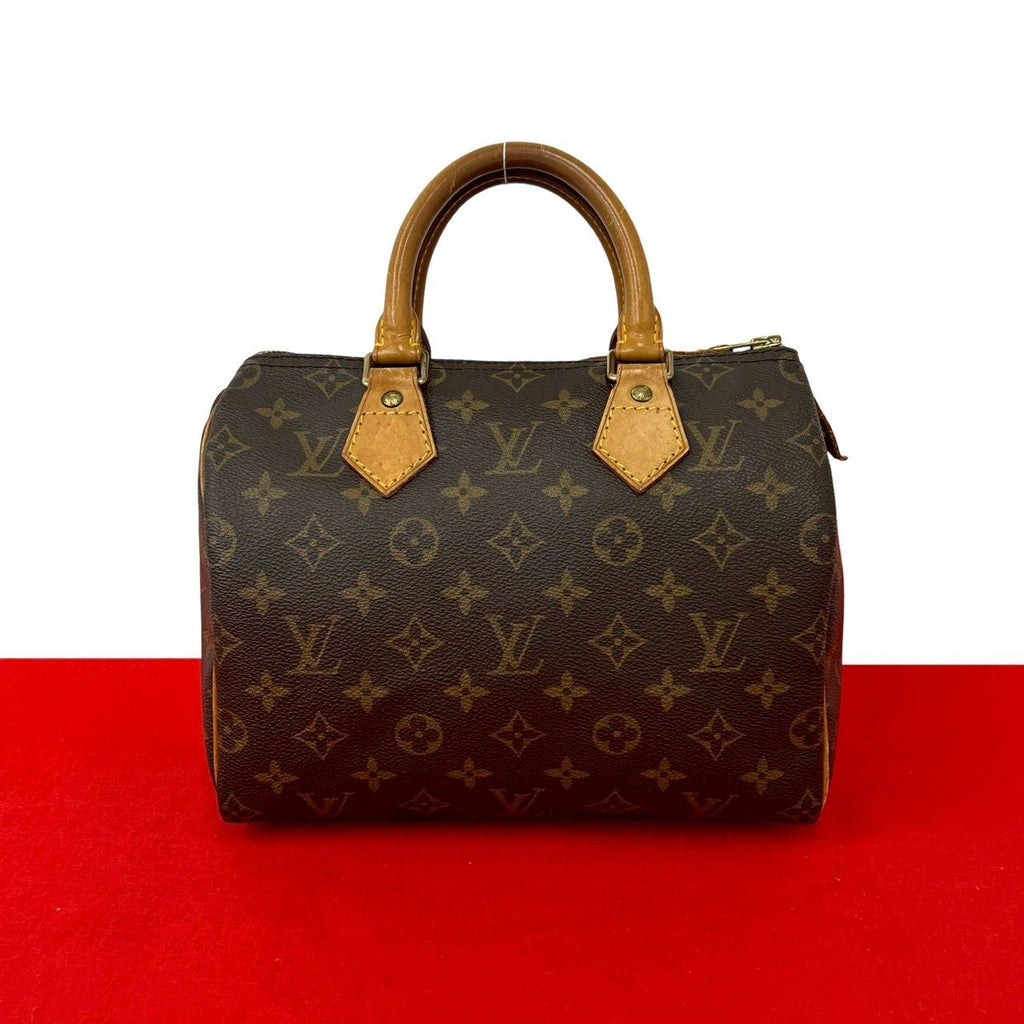 Louis Vuitton Vintage Speedy 25 Monogram Leather Mini Boston Bag Brown