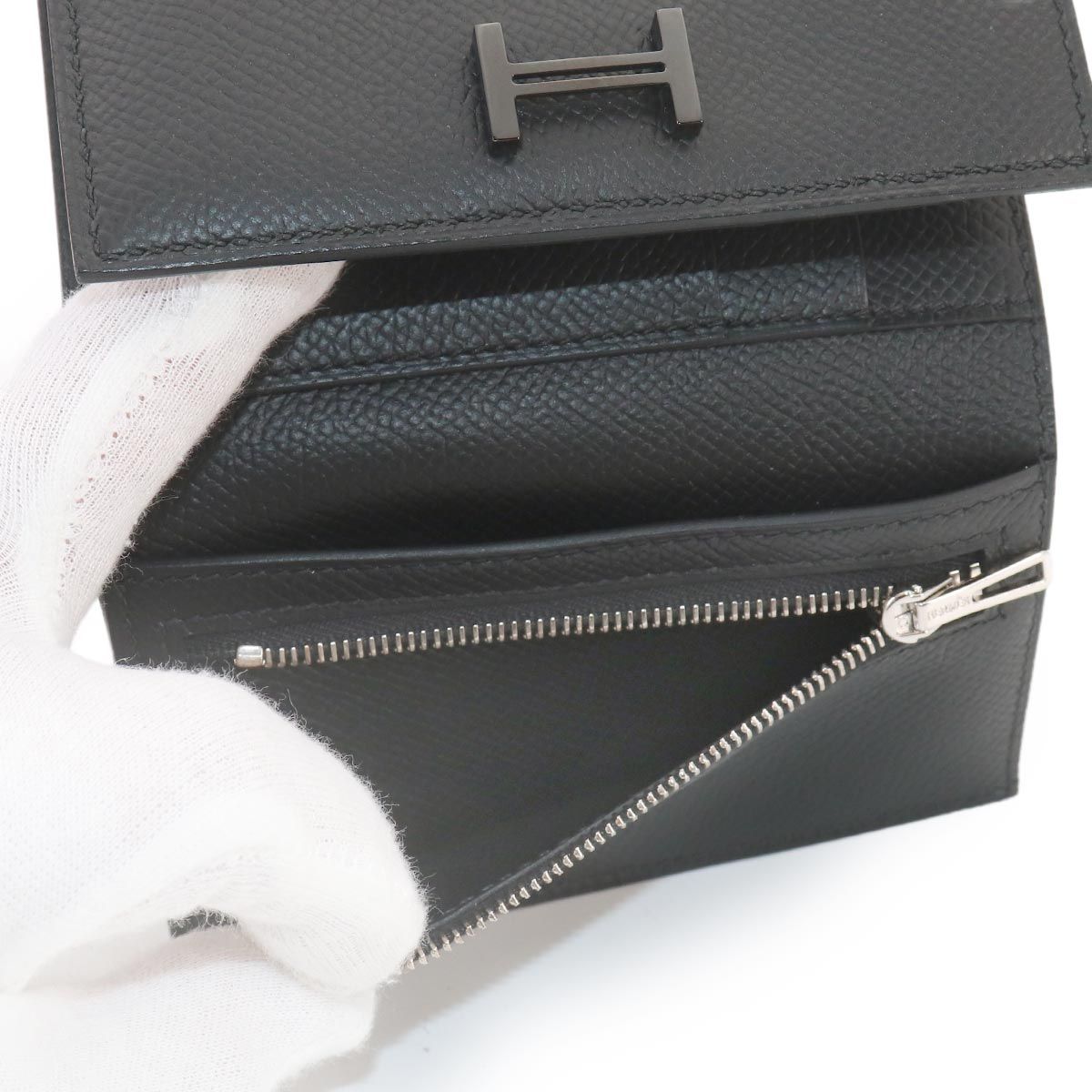 Hermes Bearn Combined Monochrome So Black Trifold Wallet Vo Madame Combine — view 7