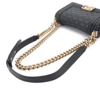 Chanel Boy Small Chain Shoulder Bag Lambskin Black Gold — view 6