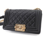 Chanel Boy Small Chain Shoulder Bag Lambskin Black Gold — view 9