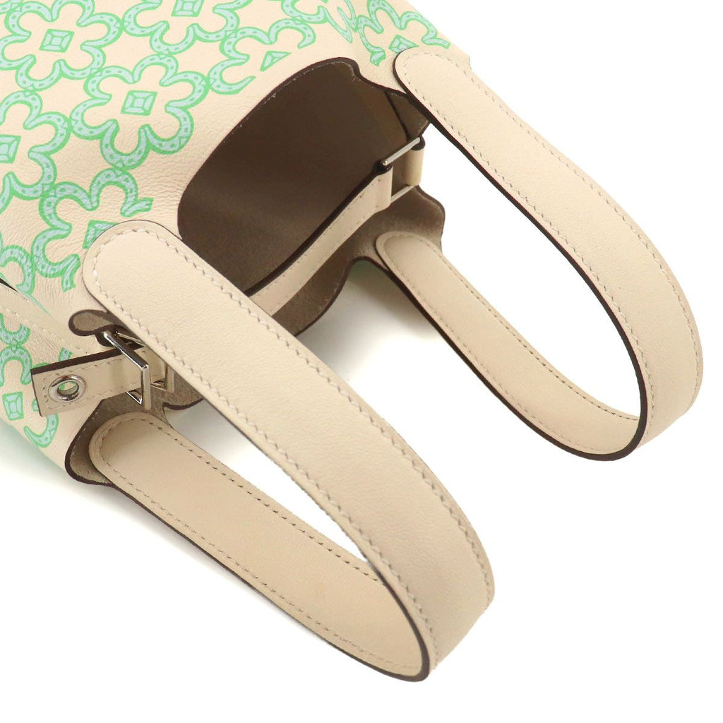 Hermes Picotin Lock PM Lucky Daisy Hand Bag Swift Nata Vert Blanc — view 5