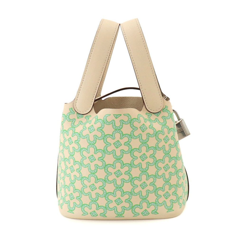 Hermes Picotin Lock PM Lucky Daisy Hand Bag Swift Nata Vert Blanc — view 2