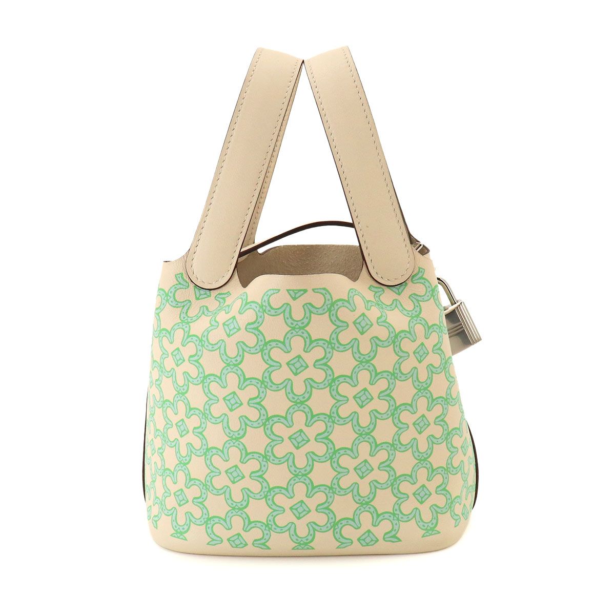 Hermes Picotin Lock PM Lucky Daisy Hand Bag Swift Nata Vert Blanc — view 2