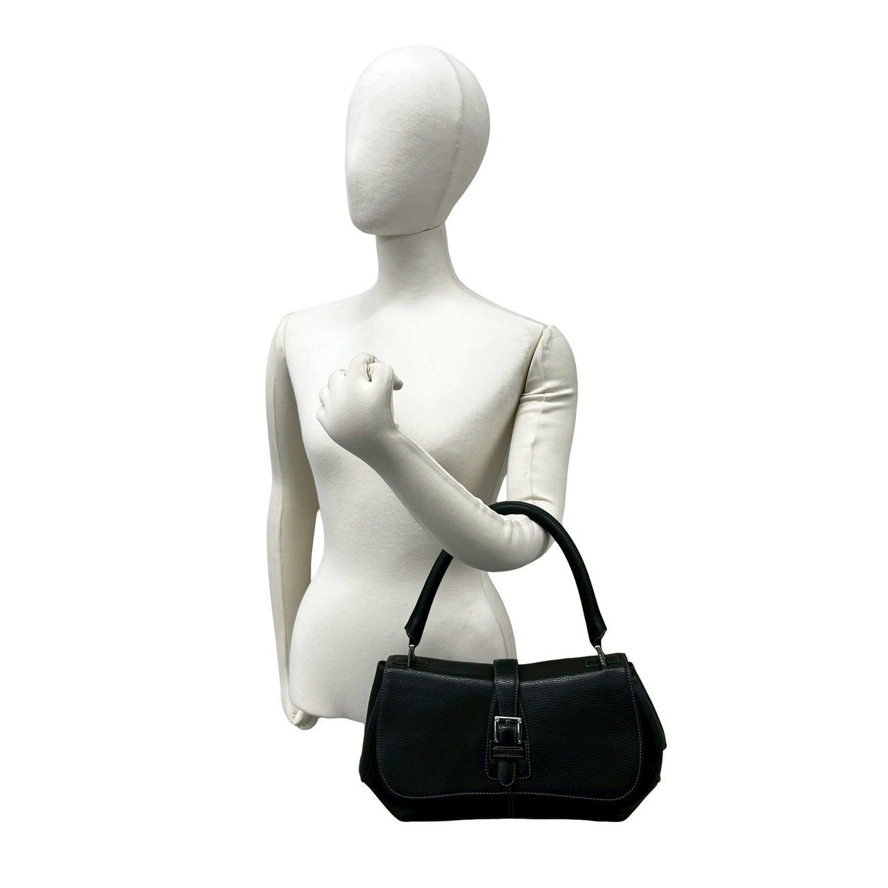 Loewe Senda Log Leather Shoulder Bag Mini Tote Black — view 2
