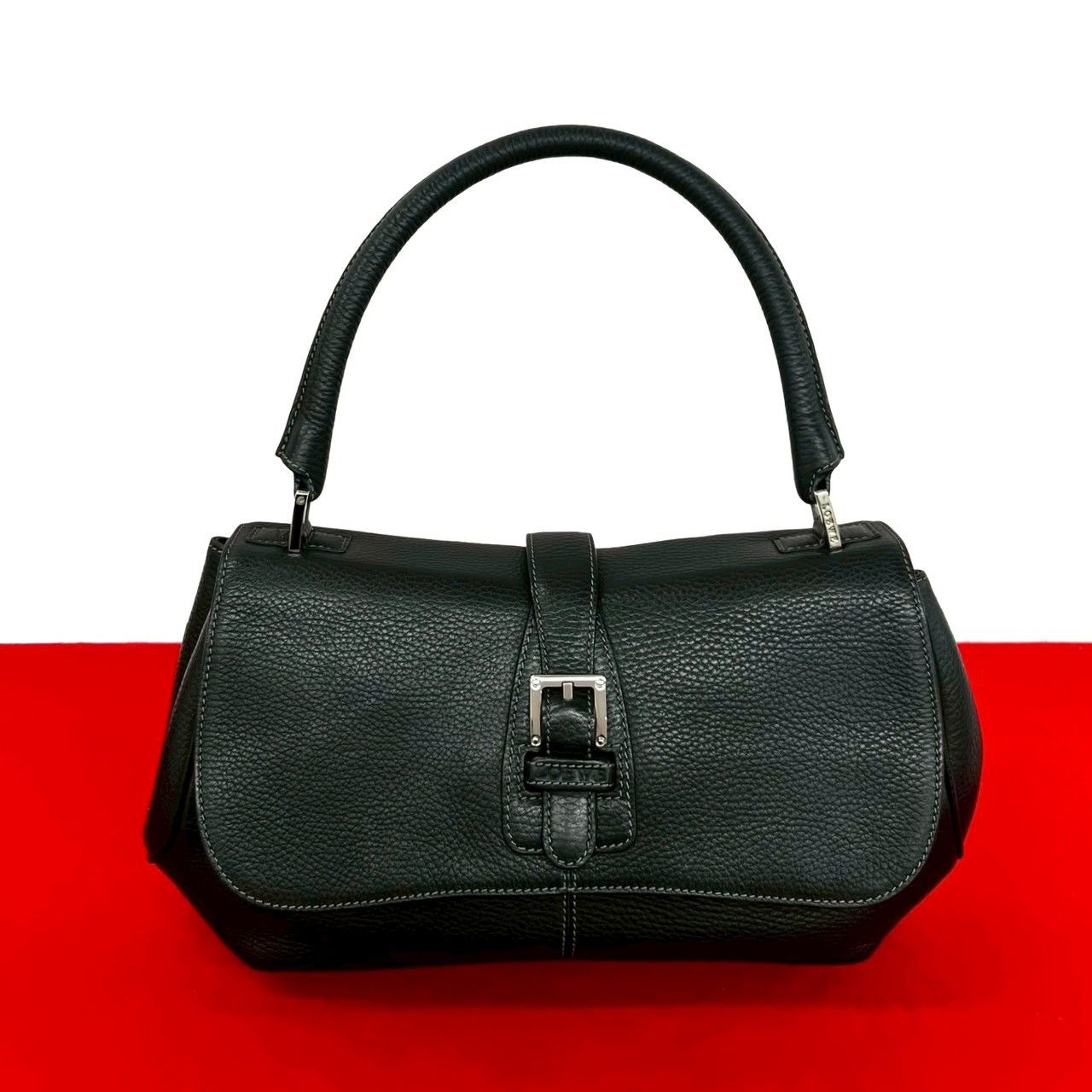 Loewe Senda Log Leather Shoulder Bag Mini Tote Black