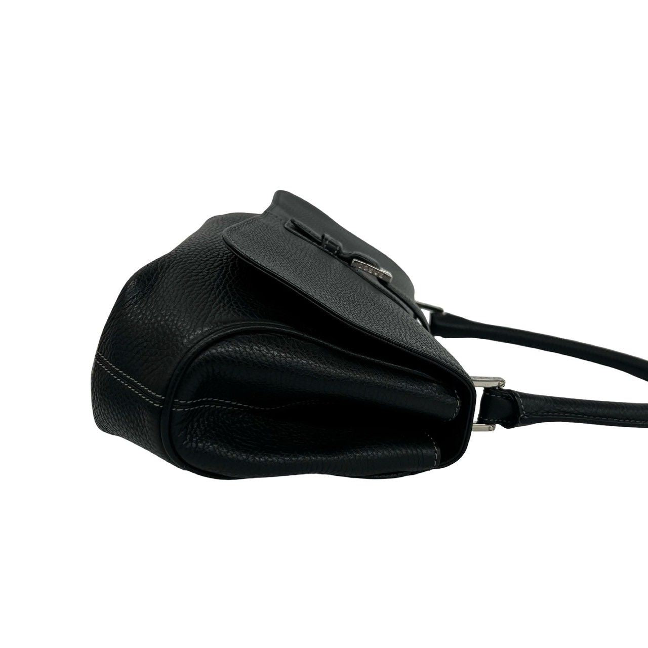 Loewe Senda Log Leather Shoulder Bag Mini Tote Black — view 6