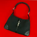 Gucci Bamboo Jackie Canvas Leather Shoulder Bag Black