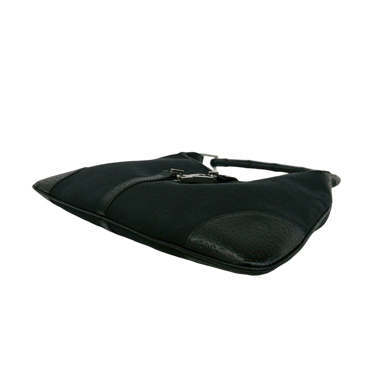 Gucci Bamboo Jackie Canvas Leather Shoulder Bag Black — view 8