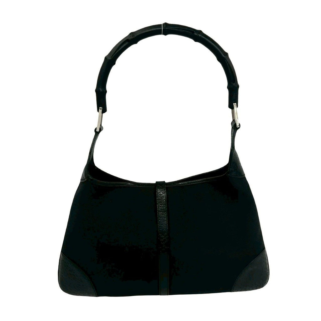 Gucci Bamboo Jackie Canvas Leather Shoulder Bag Black — view 3