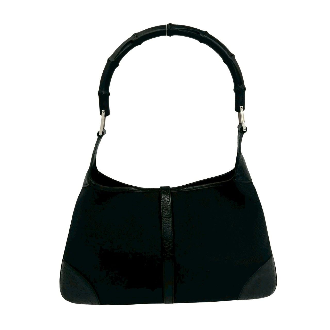 Gucci Bamboo Jackie Canvas Leather Shoulder Bag Black — view 3