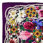 Chanel Scarf Silk Flower-&pearl Logo Purple — view 2