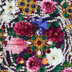 Chanel Scarf Silk Flower-&pearl Logo Purple — view 6