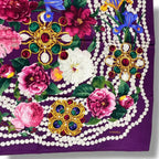 Chanel Scarf Silk Flower-&pearl Logo Purple — view 4