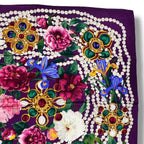 Chanel Scarf Silk Flower-&pearl Logo Purple — view 3
