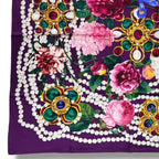 Chanel Scarf Silk Flower-&pearl Logo Purple — view 5