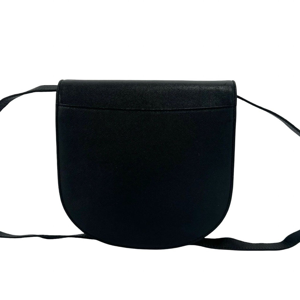 Saint Laurent Vintage YSL Logo Scallop Leather Mini Shoulder Bag Black — view 3