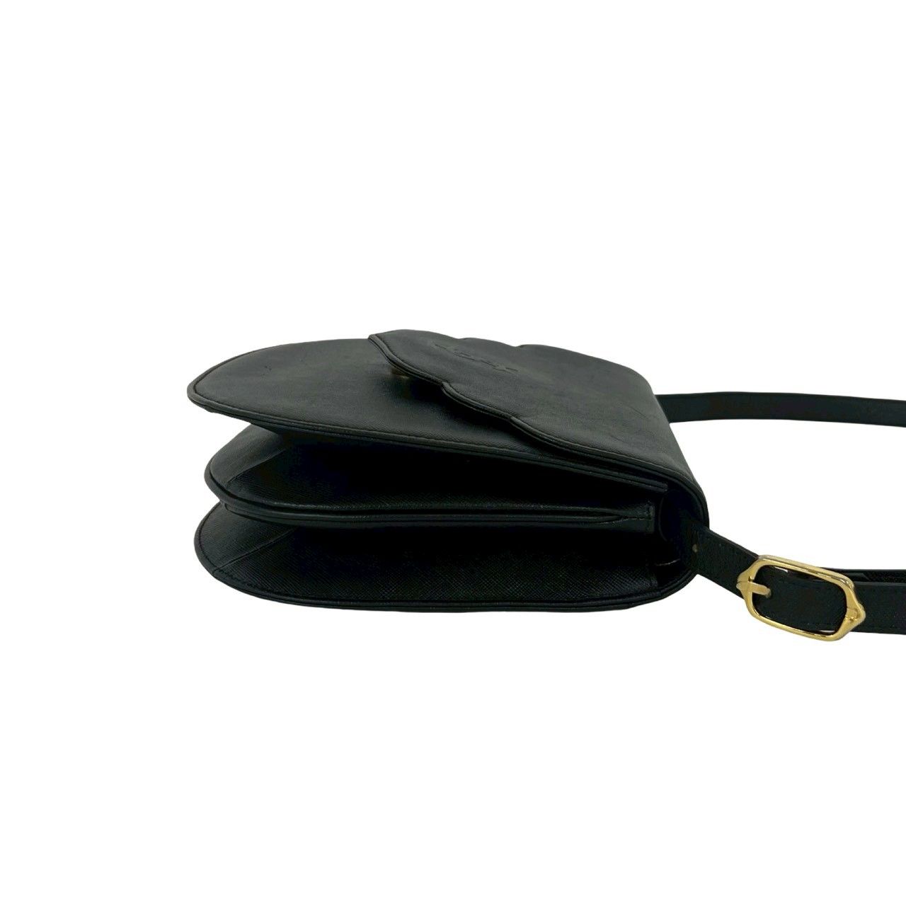 Saint Laurent Vintage YSL Logo Scallop Leather Mini Shoulder Bag Black — view 6