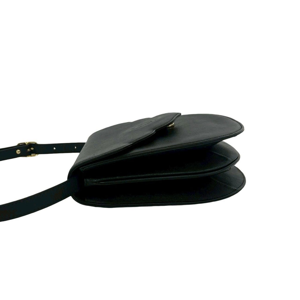 Saint Laurent Vintage YSL Logo Scallop Leather Mini Shoulder Bag Black — view 5