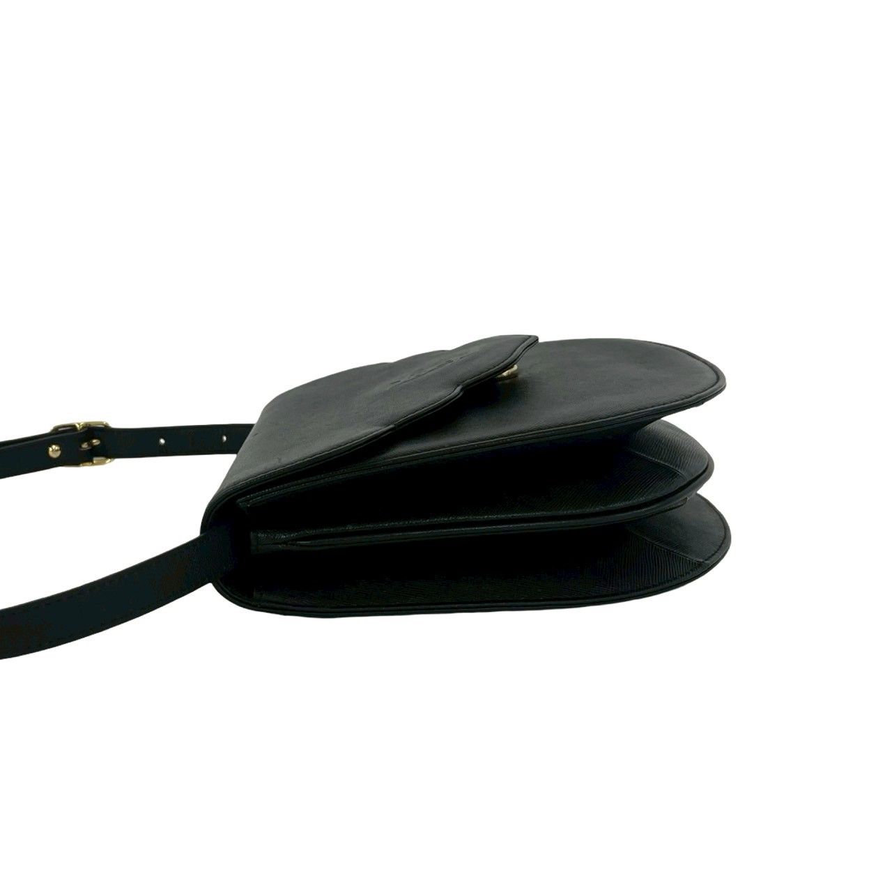 Saint Laurent Vintage YSL Logo Scallop Leather Mini Shoulder Bag Black — view 5